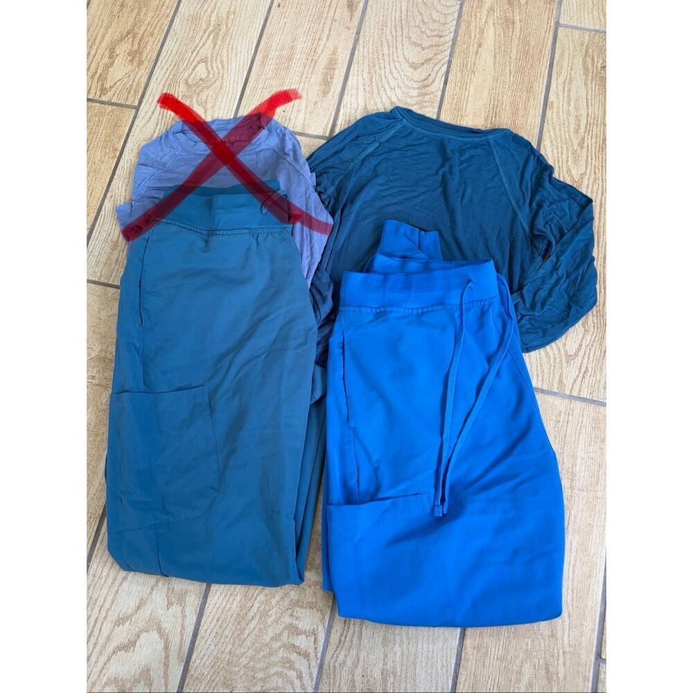 Mandala Scrub Bundle 2 Joggers 1 Underscrub Top Royal Harbor Blue XS M Set